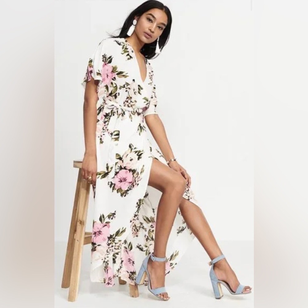 Floral Dynamite Wrap Tie Dress Midi